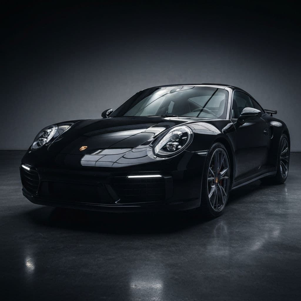 Freshly detailed luxury Porsche with mirror-like finish in premium studio